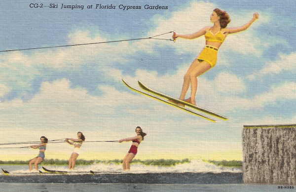 Postcard of water ski show.